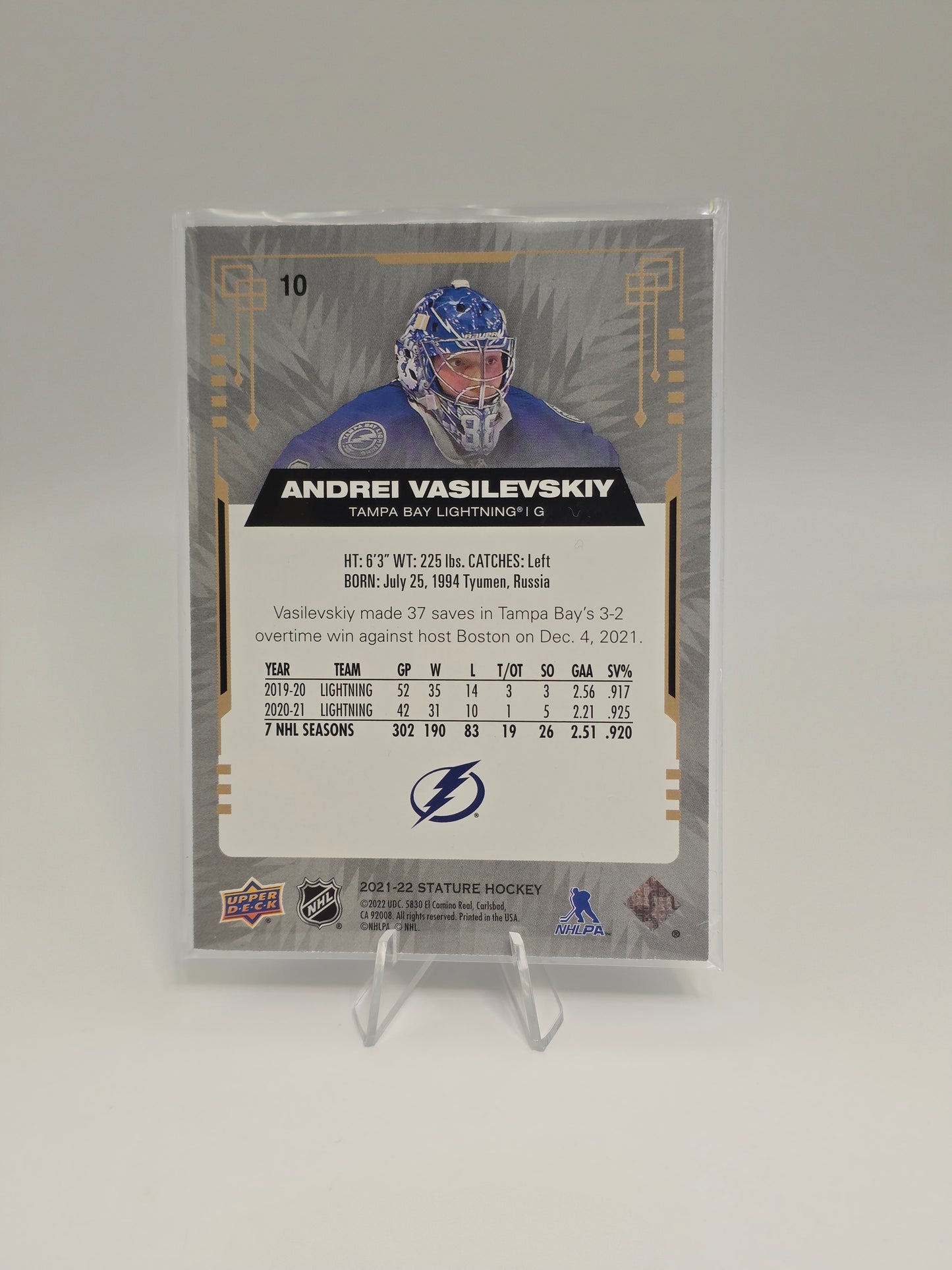 2022 Upper Deck Stature #10 — Andrei Vasilevskiy