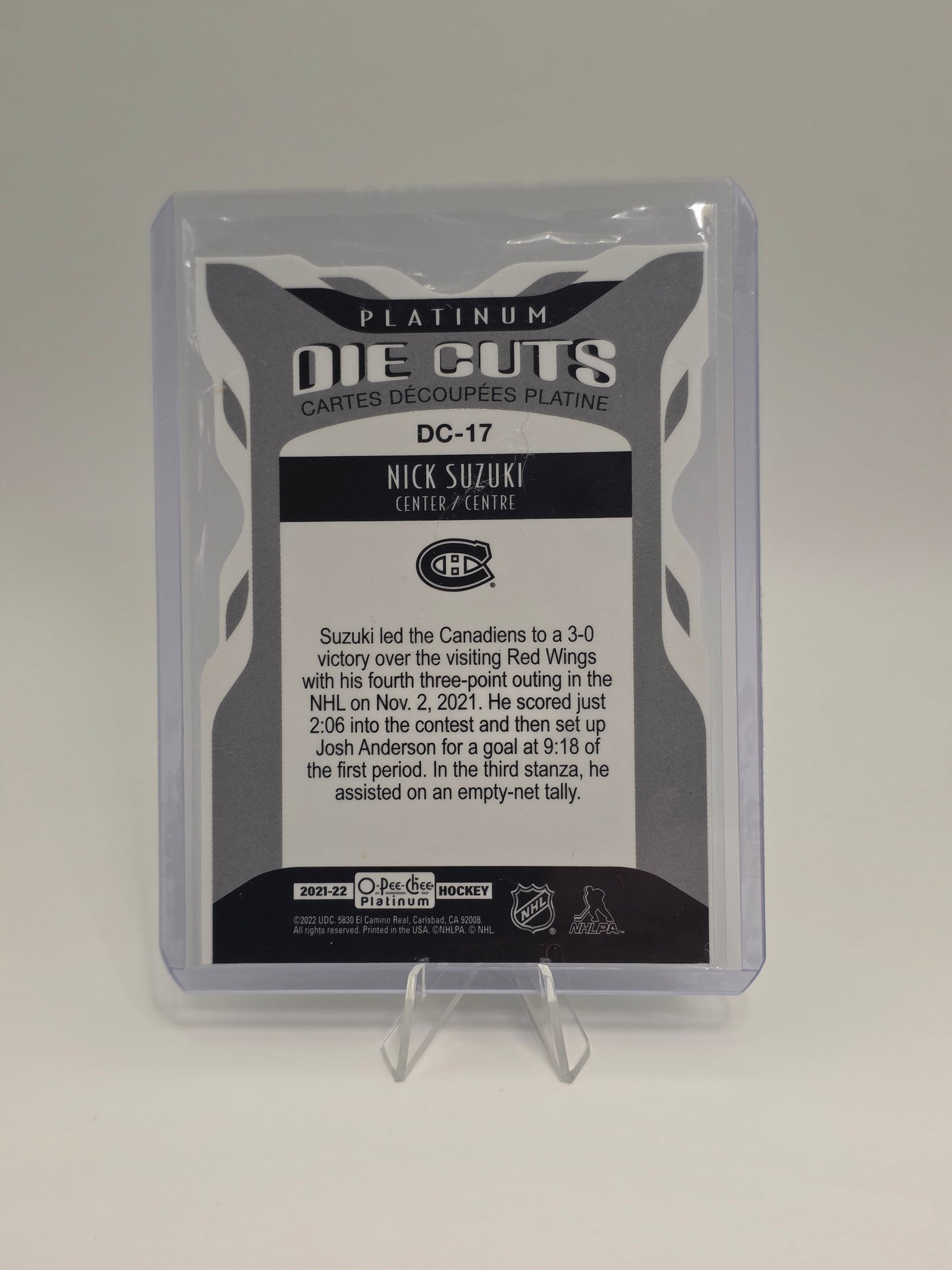 2021–22 O-Pee-Chee Platinum — Die Cuts DC-17 — Nick Suzuki