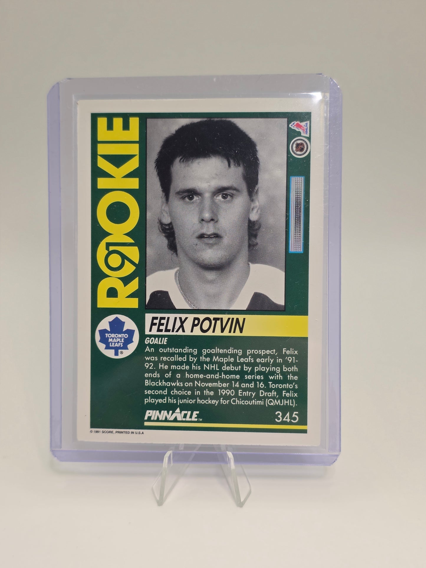 91-92 Pinnacle #345 — Félix Potvin (Rookie / Goalie)