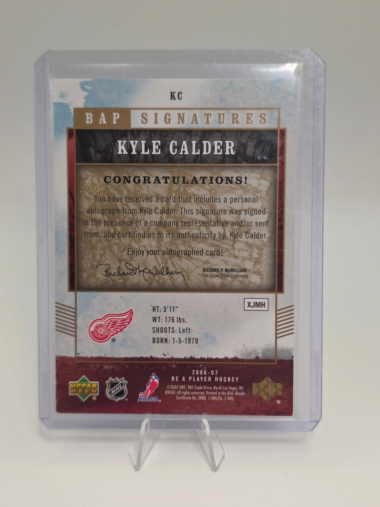 Signed Kyle Calder — 2007 Upper Deck — KC / XJMH