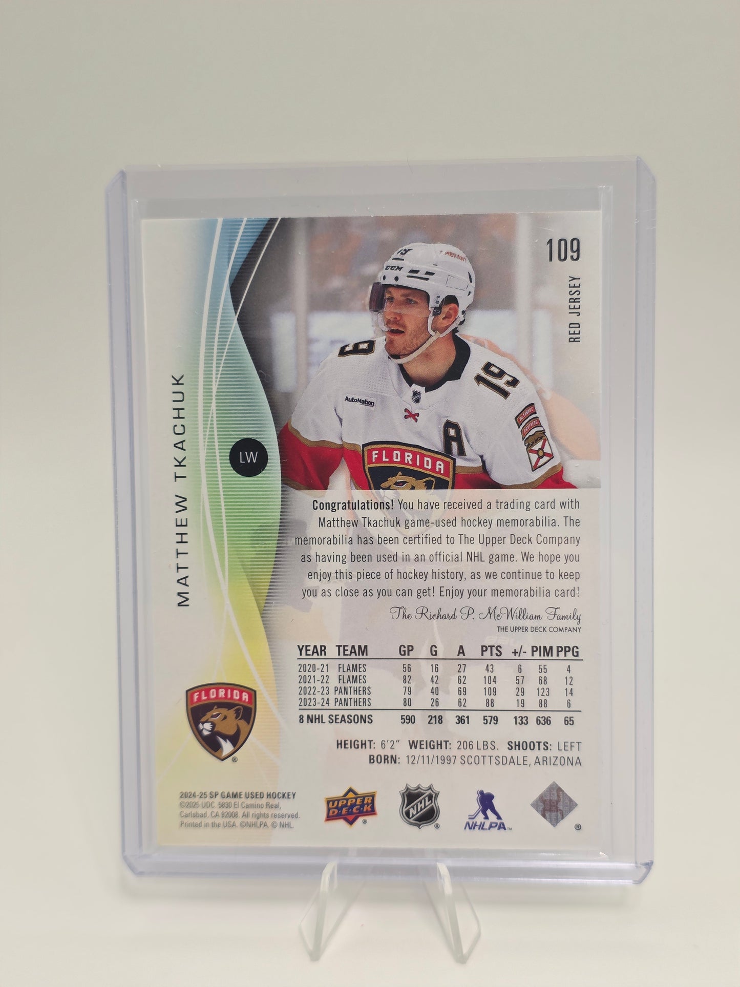 2024–25 Upper Deck — SP Game Used #109 — Matthew Tkachuk (Jersey Card)
