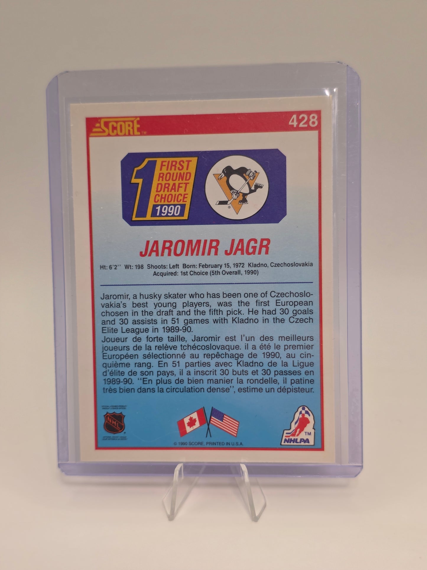Score 1990 — Jaromir Jagr #428 (First Round Draft / Rookie-Era)