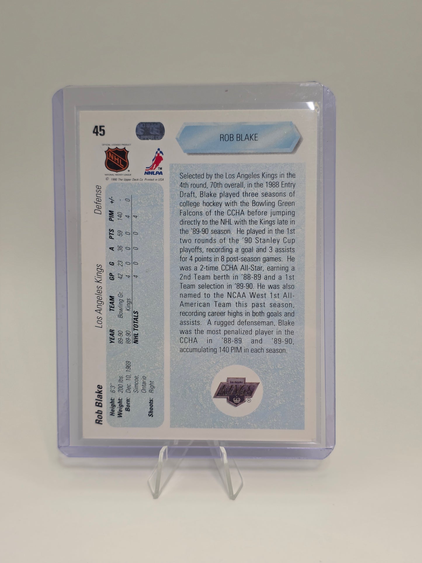 Upper Deck — Rob Blake #45 (Rookie) 1990-1991