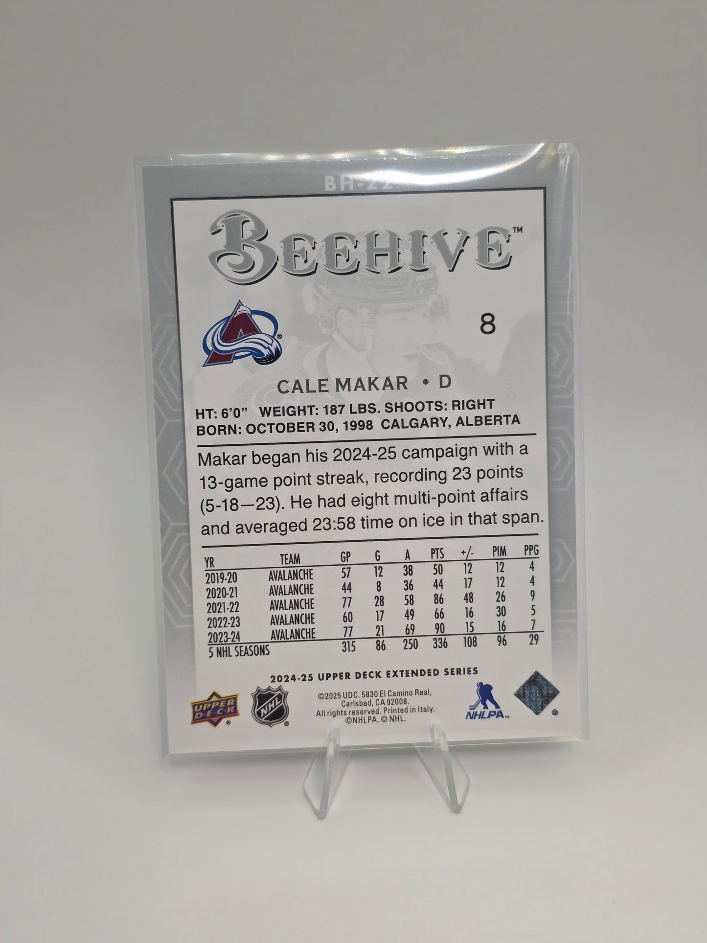 2025 Upper Deck Beehive #BH-22 Cale Makar