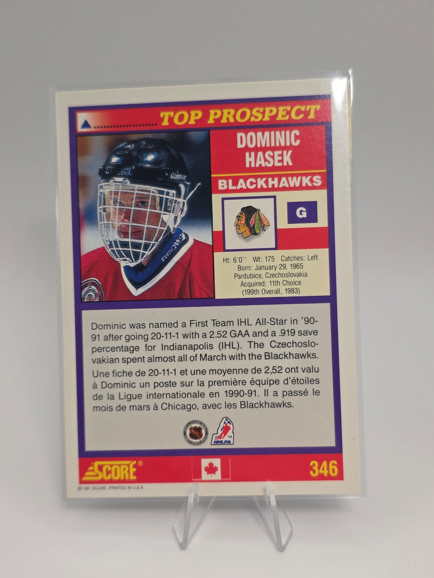 Score #346 Dominik Hasek Top Prospect 1991