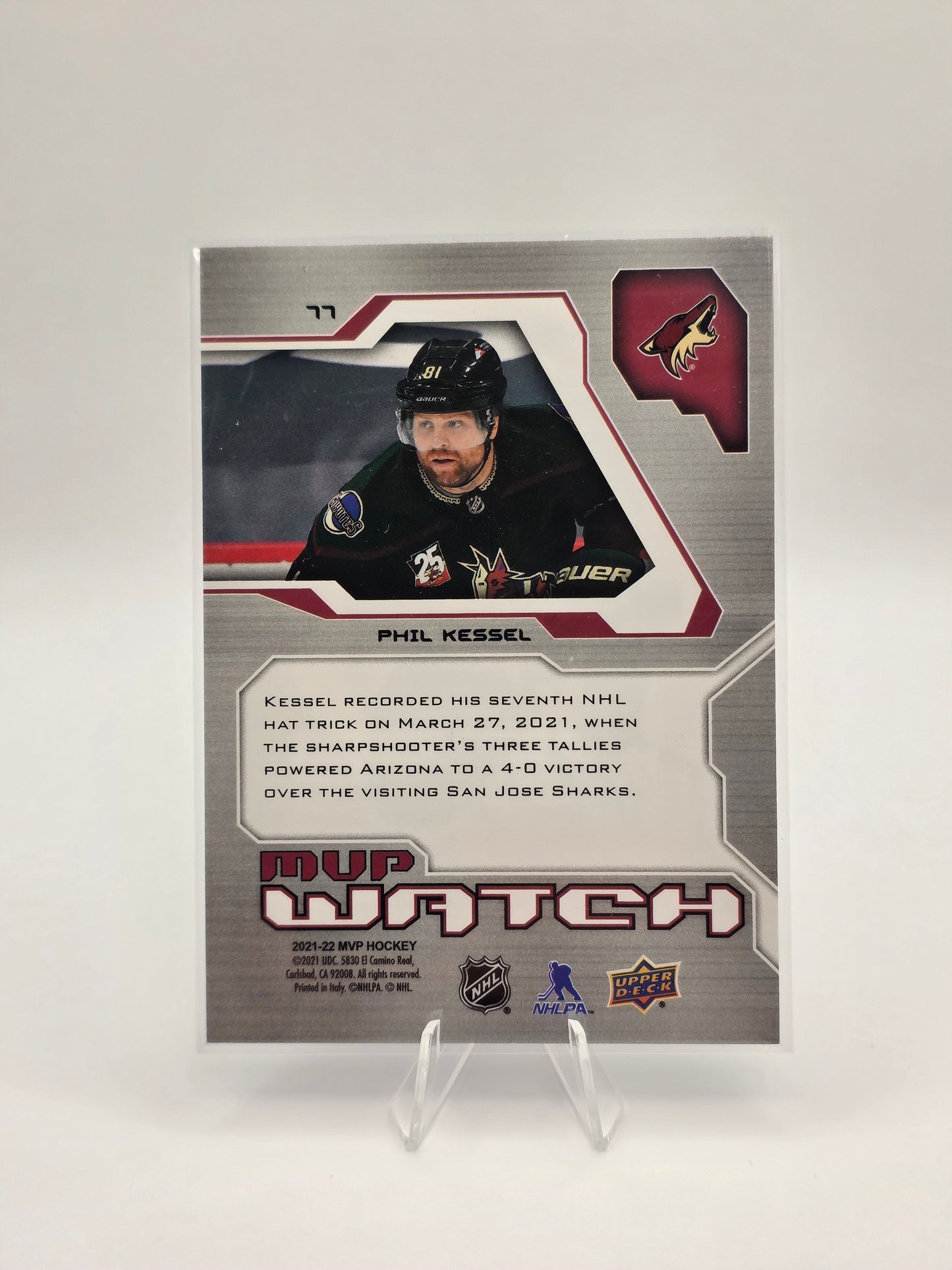 2021–22 Upper Deck MVP Watch #77 Phil Kessel (Printed Auto Style)