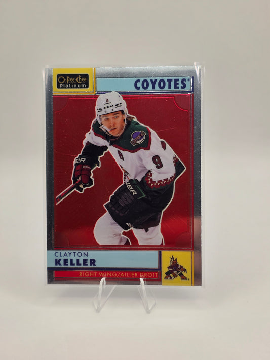 2022–23 O-Pee-Chee Platinum R-18 Clayton Keller (Red background)