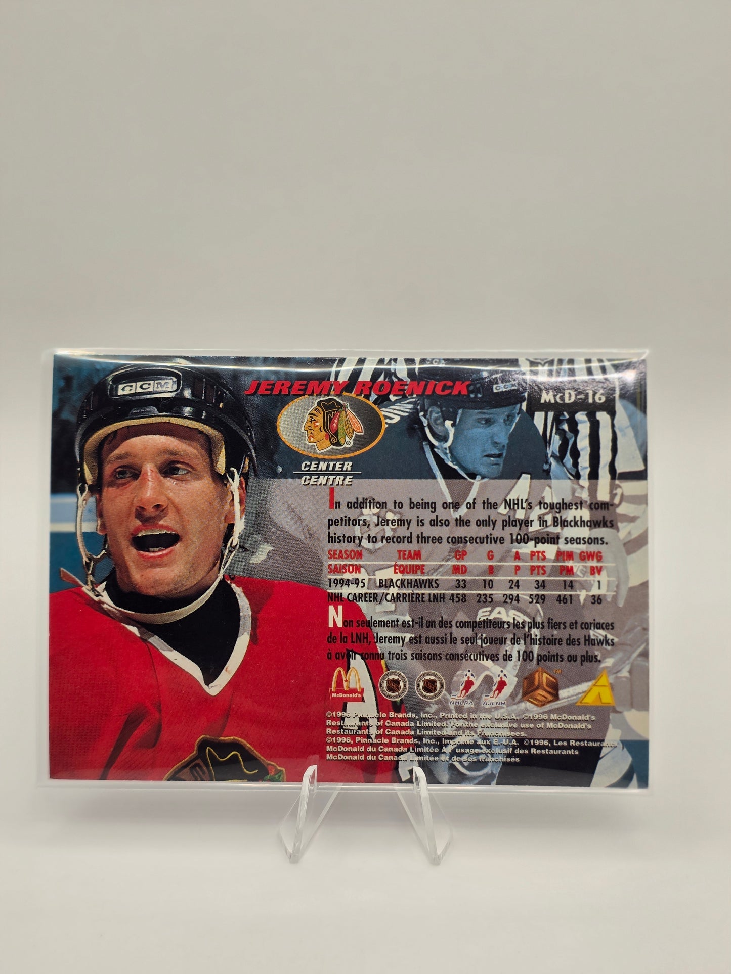 95–96 Pinnacle McDonald’s Game Winners #McD-16 — Jeremy Roenick