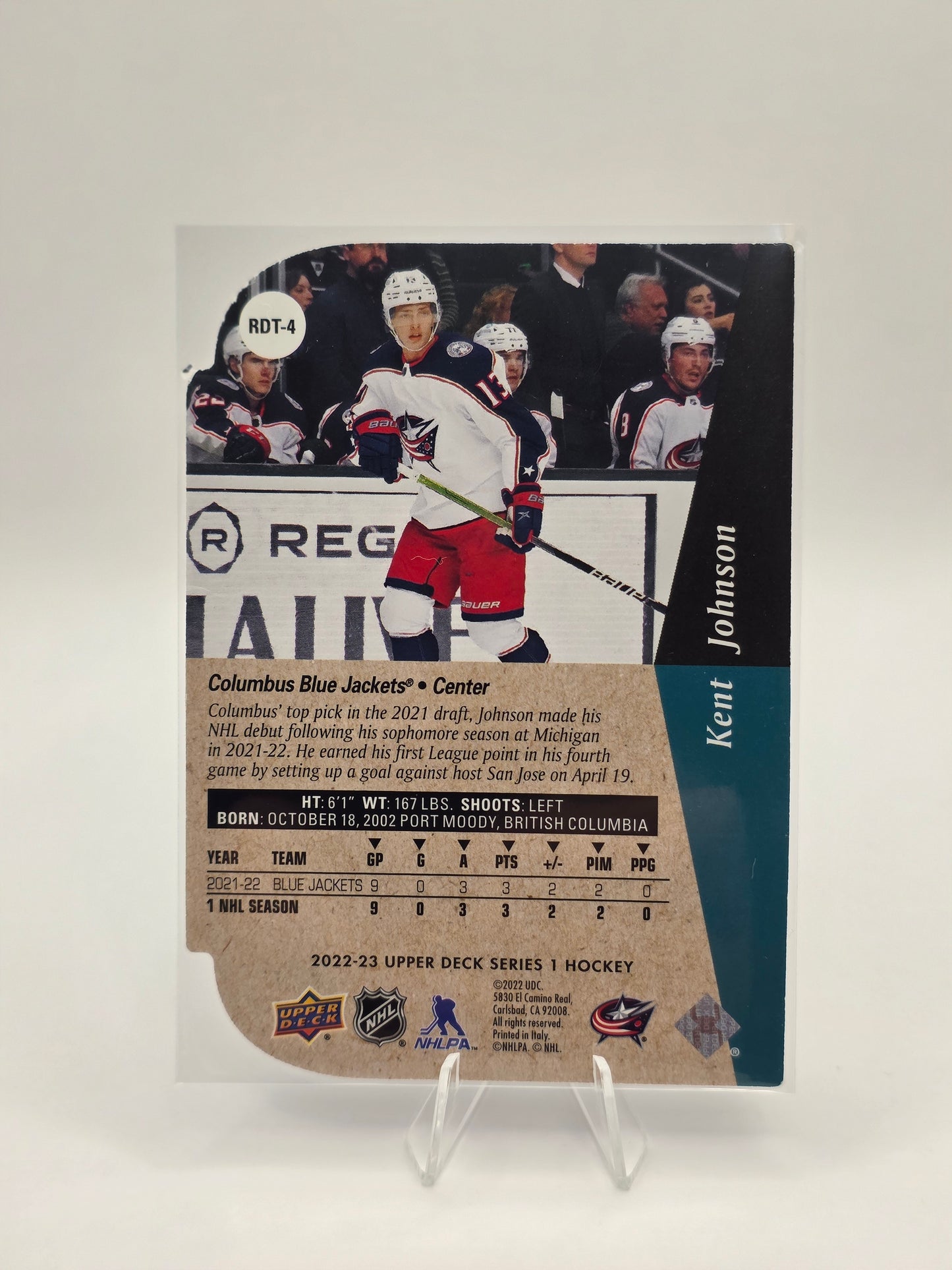 2022-23 Upper Deck Die-Cut Rookie #RDT-4 — Kent Johnson