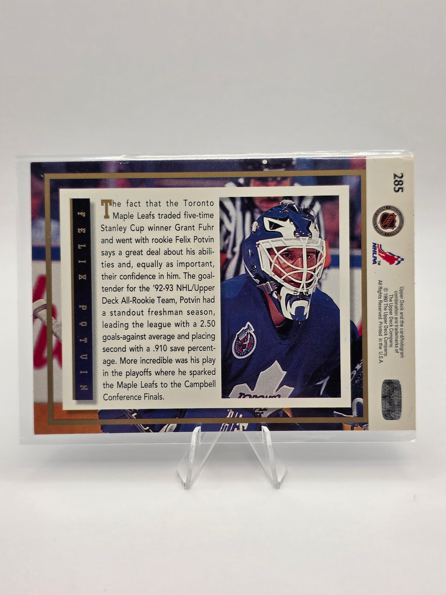 93-94 Upper Deck All Rookie Team #285 — Félix Potvin
