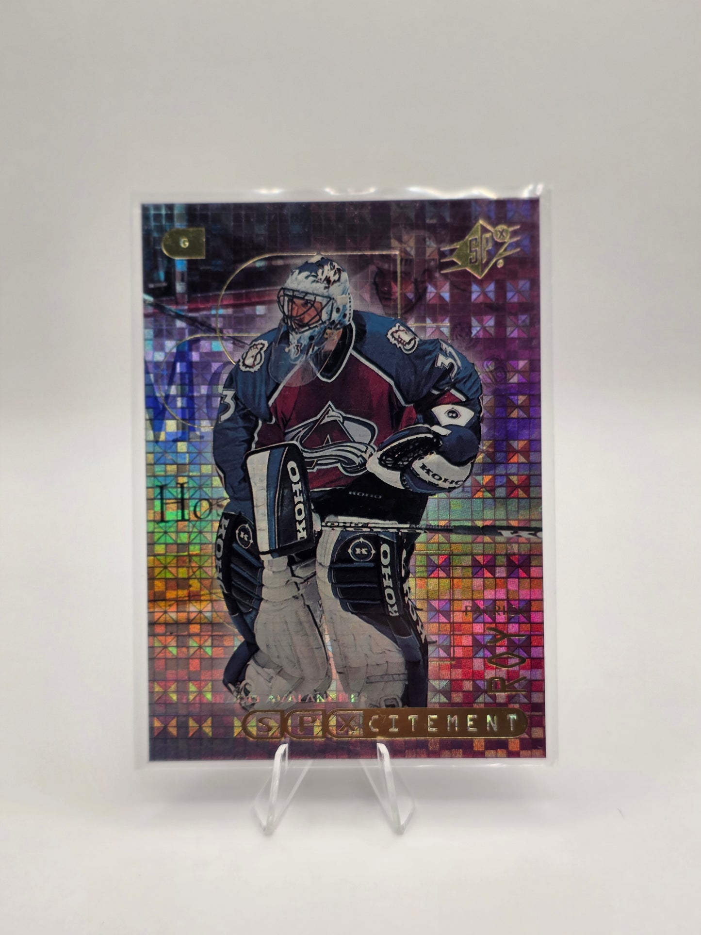 99 SPx SPxcitement #X2 – Patrick Roy (Shiny Insert)