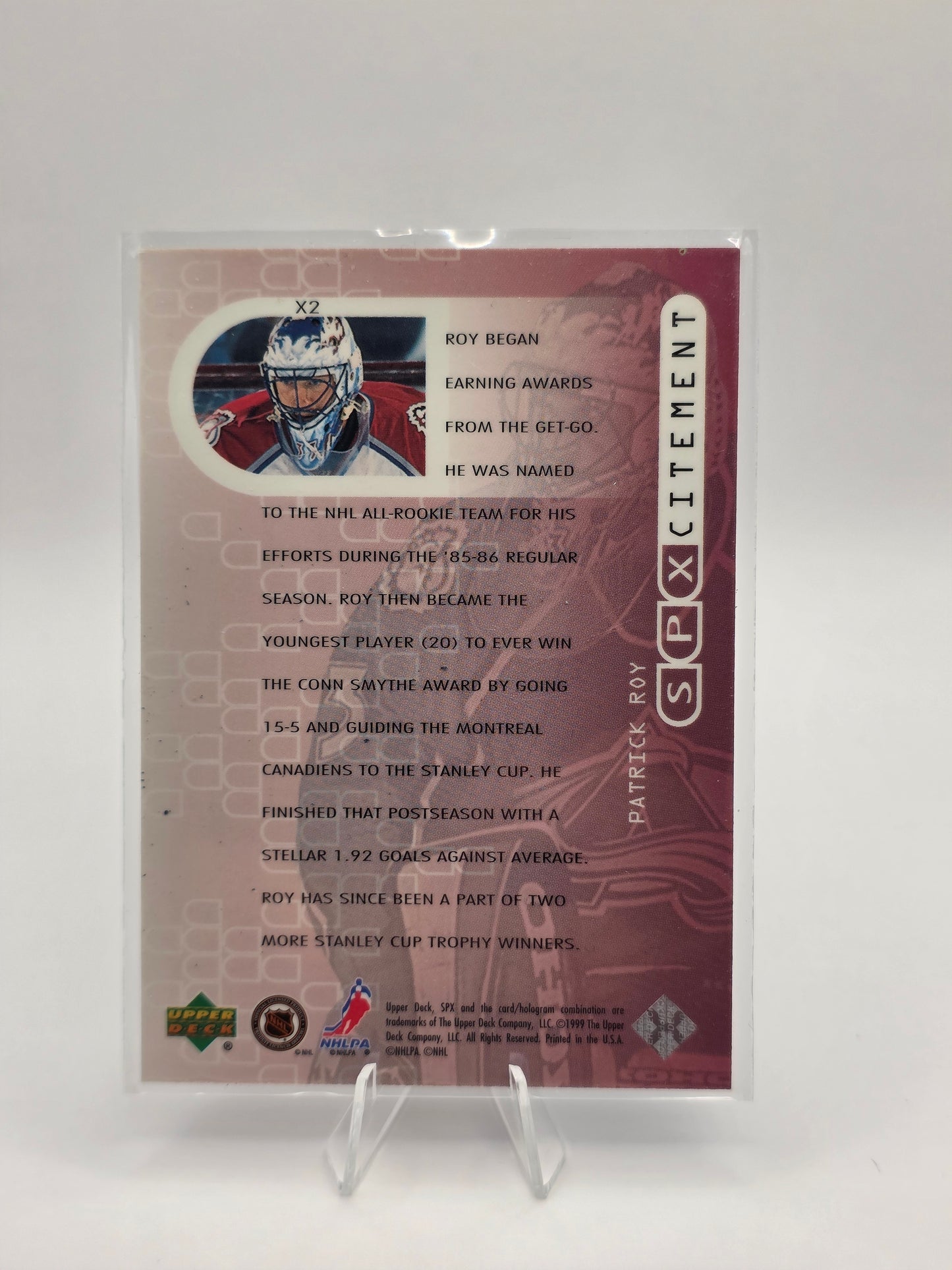 99 SPx SPxcitement #X2 – Patrick Roy (Shiny Insert)