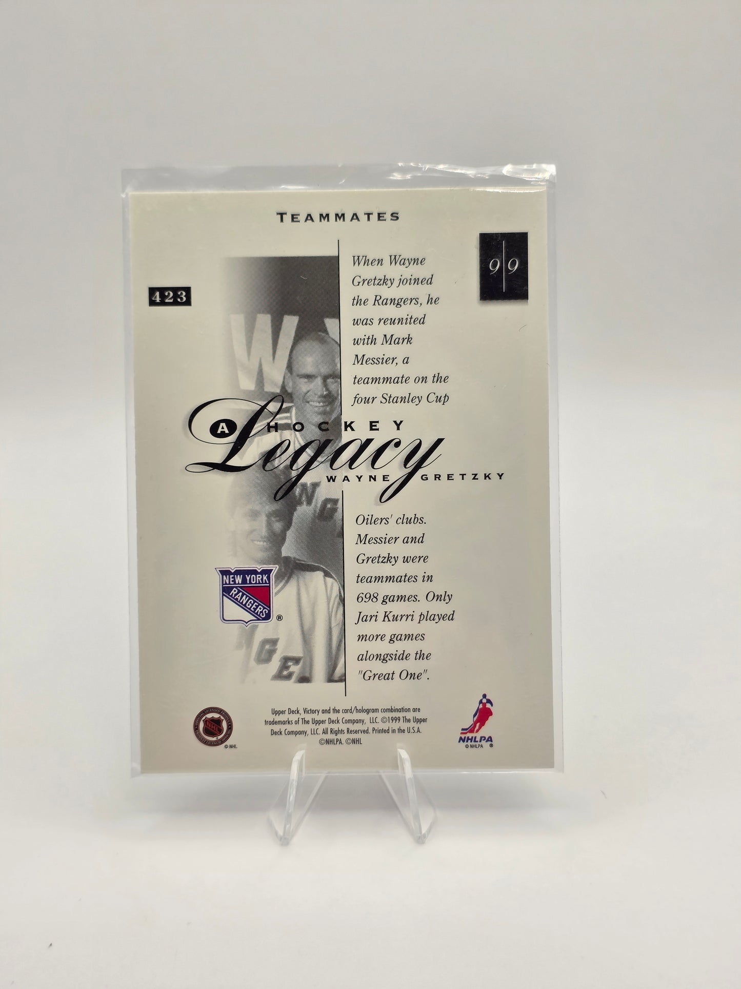99 Upper Deck Victory – A Hockey Legacy #423 – Wayne Gretzky + Mark Messier
