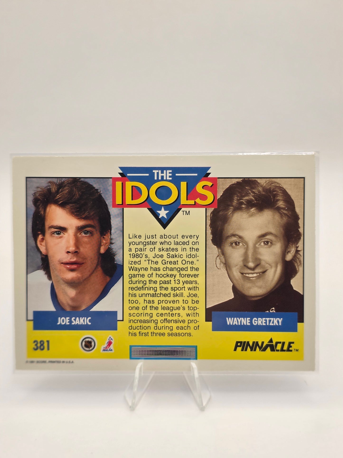 91-92 Pinnacle β The Idols #381 β Wayne Gretzky & Joe Sakic