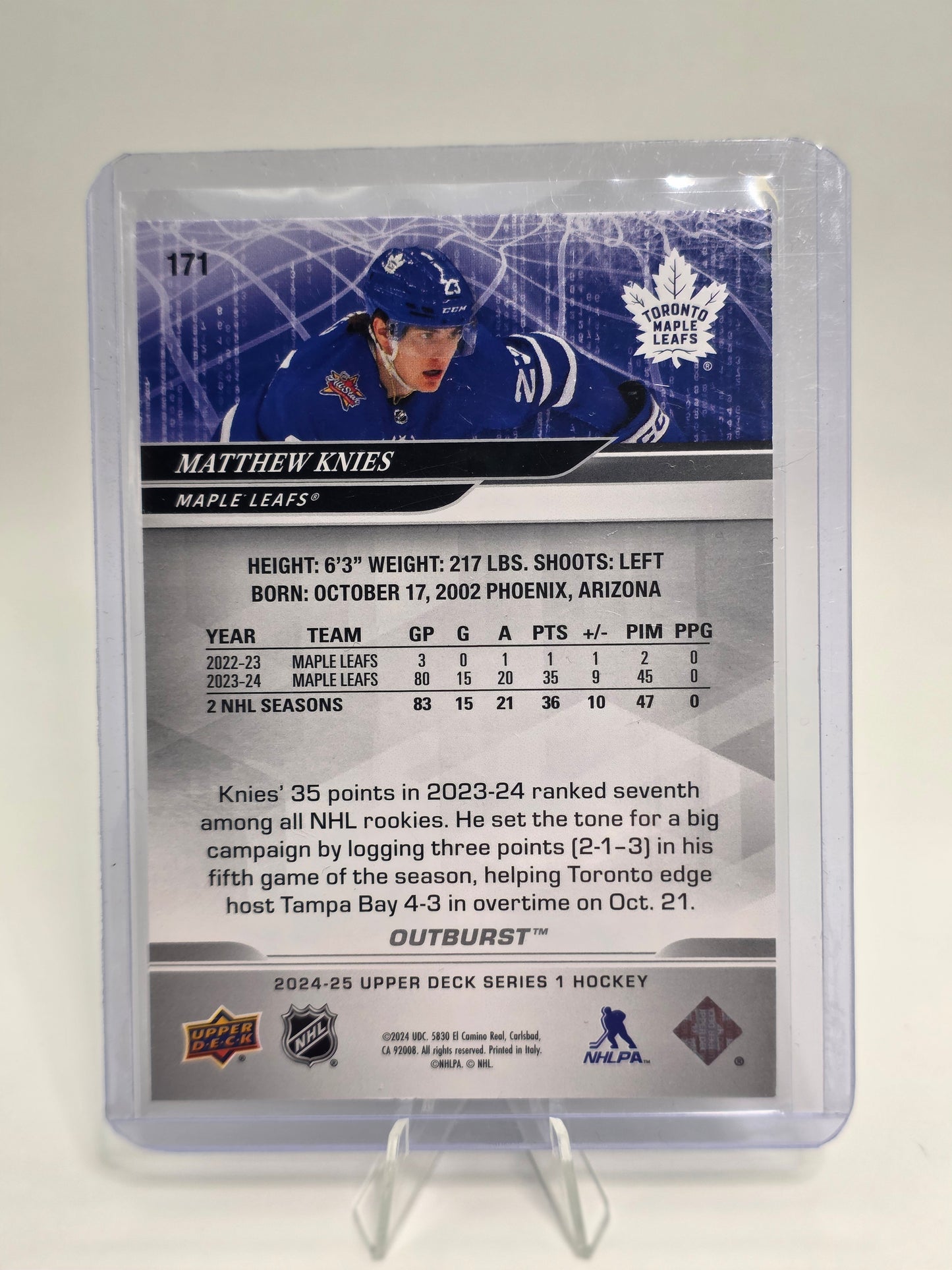 2024–25 Upper Deck Series 1 — Outburst Silver #171 — Matthew Knies