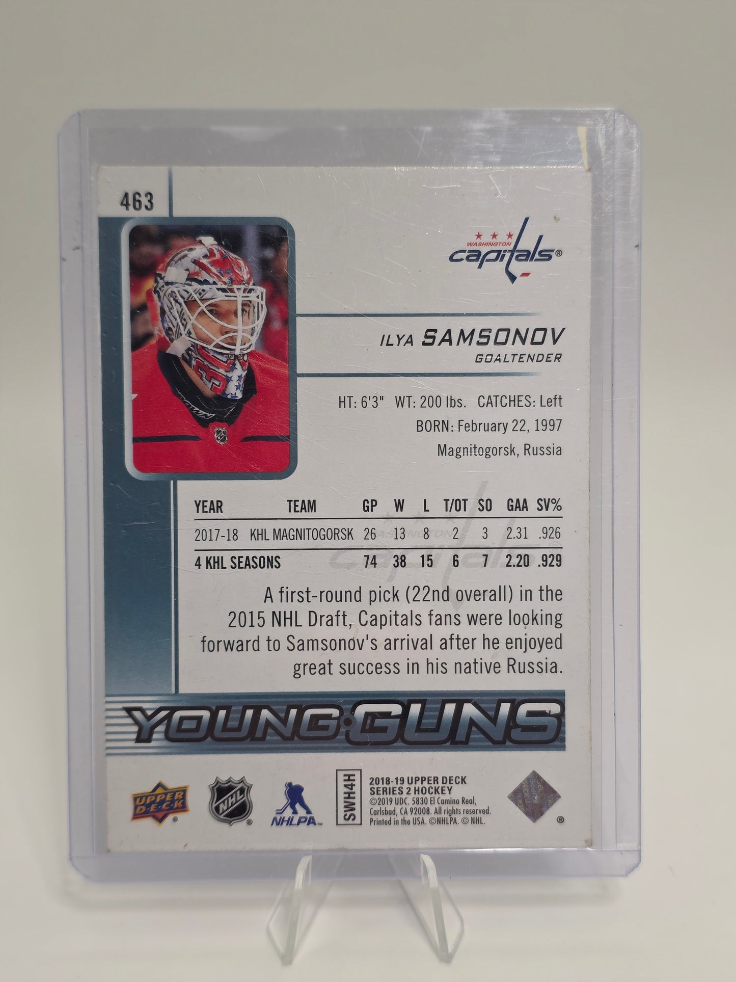 2018β19 Upper Deck β Young Guns #463 β Ilya Samsonov