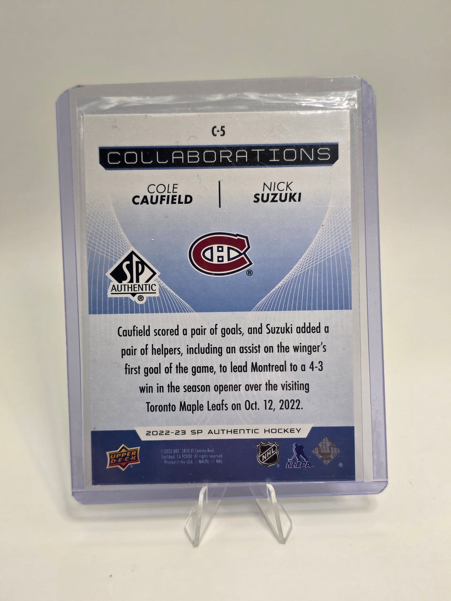 2022β23 SP Authentic β Collaborations #C-5 β Cole Caufield & Nick Suzuki