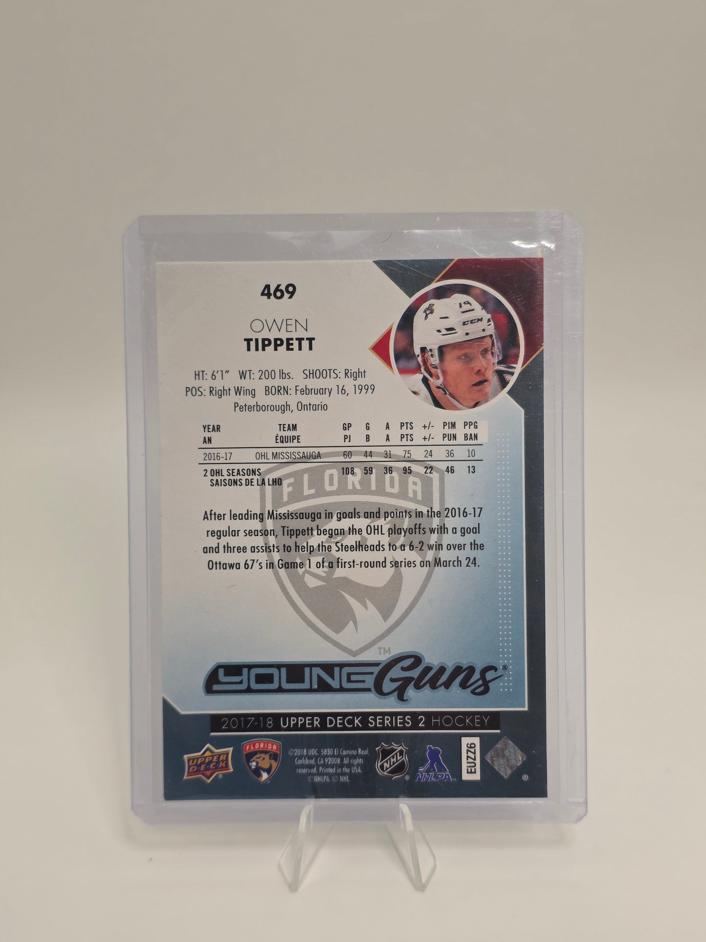 2017β18 Upper Deck β Young Guns #469 β Owen Tippett (Rookie)