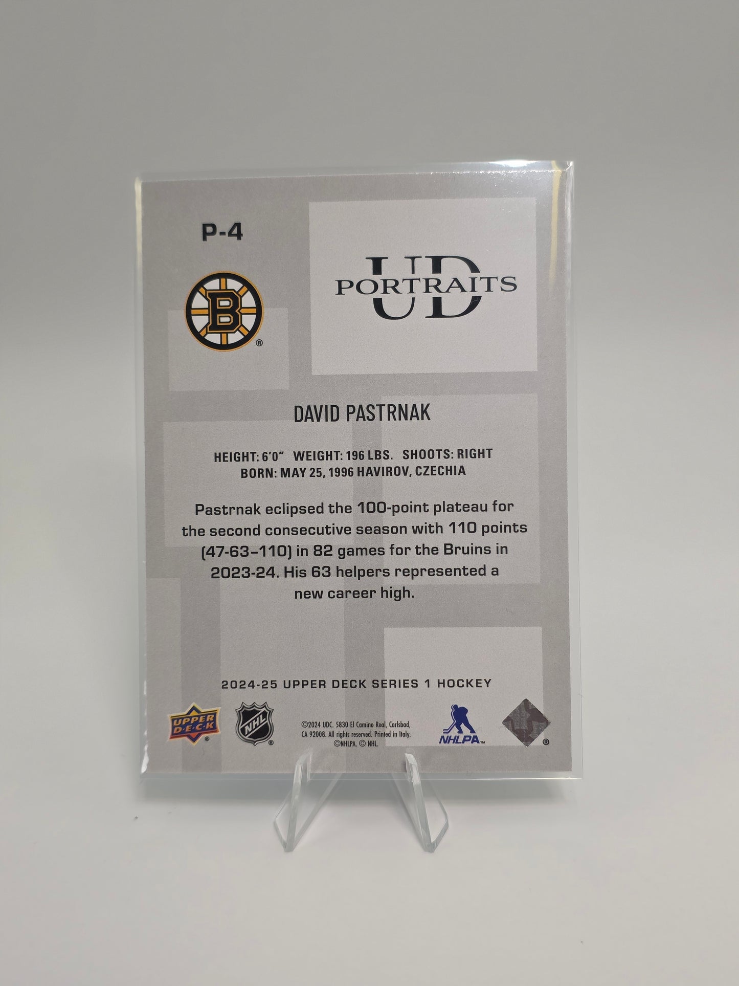 2024–25 Upper Deck UD Portraits #P-4 — David Pastrnak
