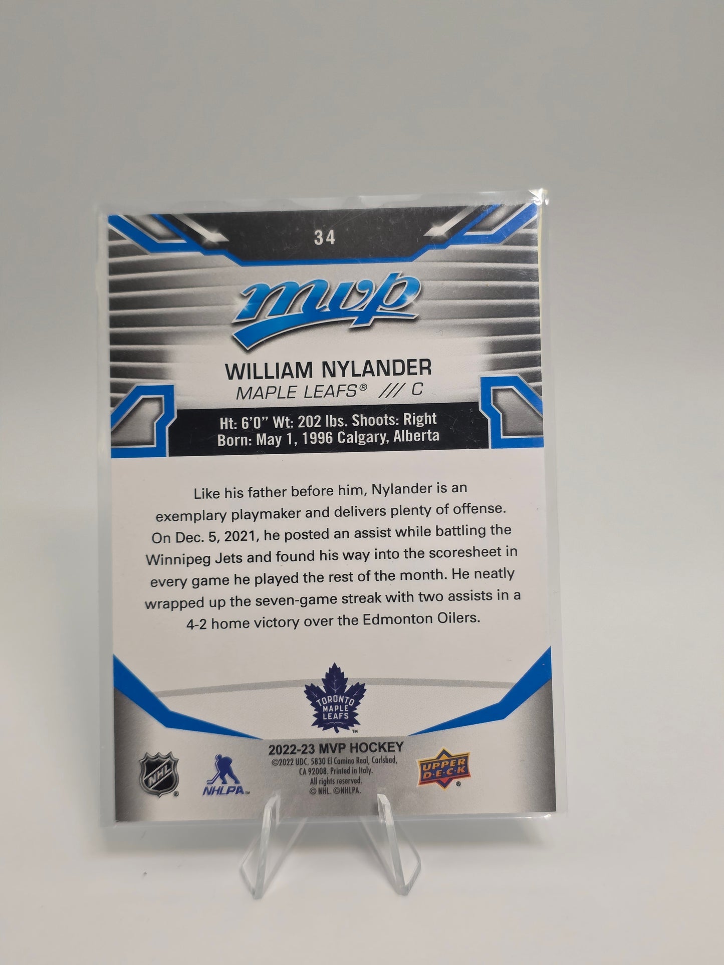 2022β23 Upper Deck MVP β Blue Script #34 β William Nylander