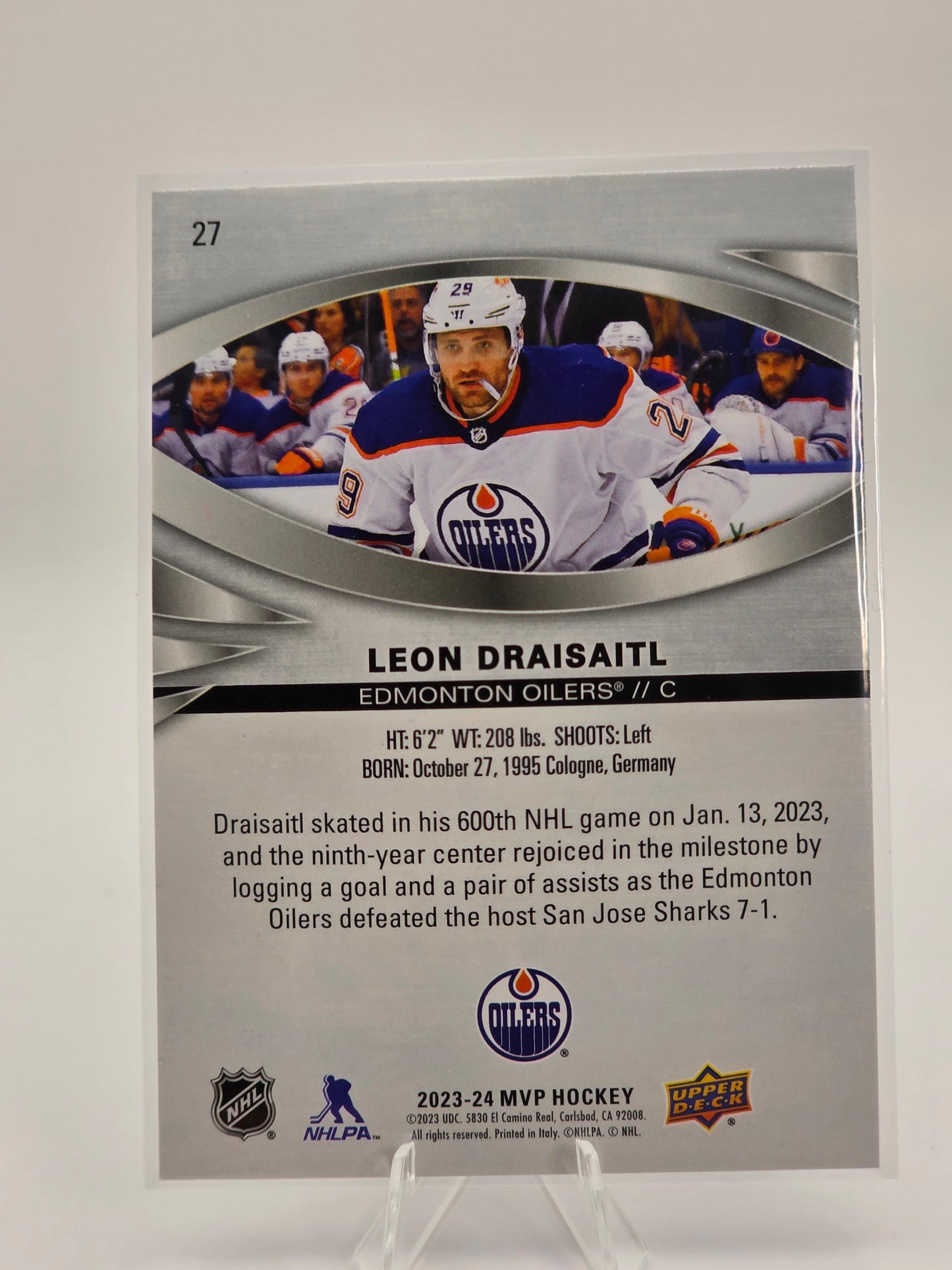2023β24 Upper Deck MVP β Silver Script (Printed Signatures) #27 β Leon Draisaitl