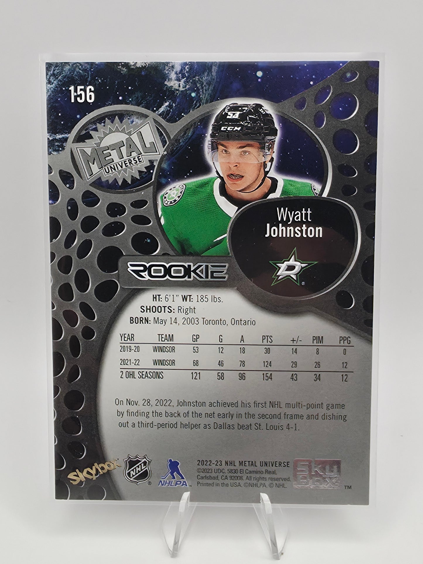 2022-23 Skybox Metal Universe Wyatt Johnston Rookie SP #156