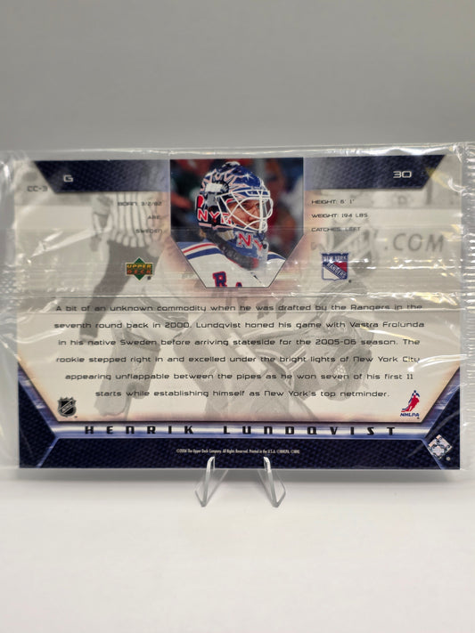 2005–06 Upper Deck Rookie Class Commemorative — Oversized (Still in Wrapper) — Henrik Lundqvist (CC-3)