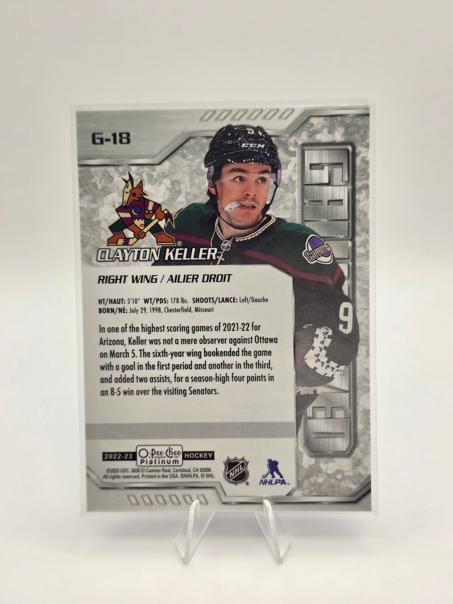 2022–23 O-Pee-Chee Platinum Galvanized G-18 Clayton Keller