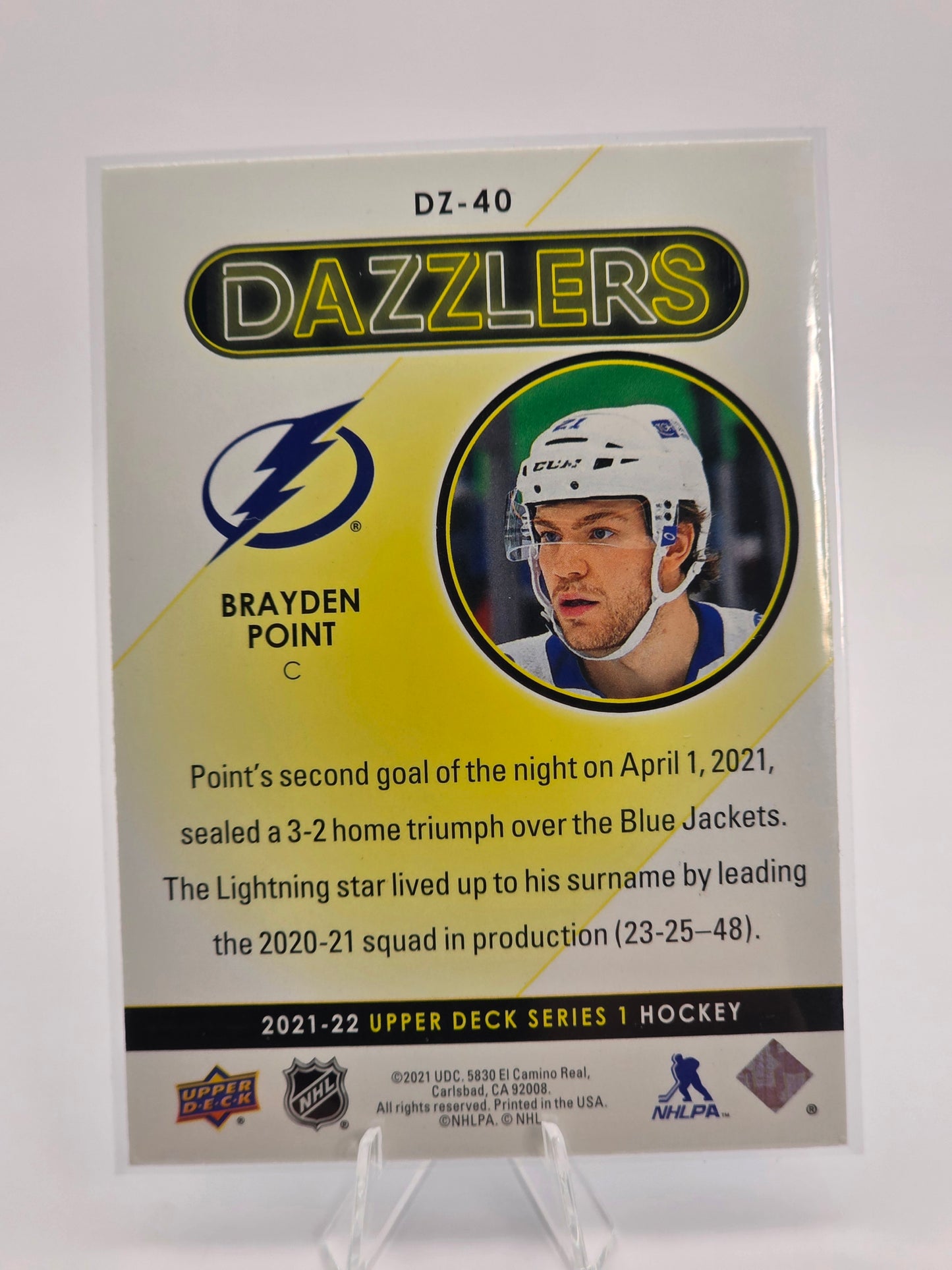 2021–22 Upper Deck — Dazzlers Blue #DZ-40 — Brayden Point