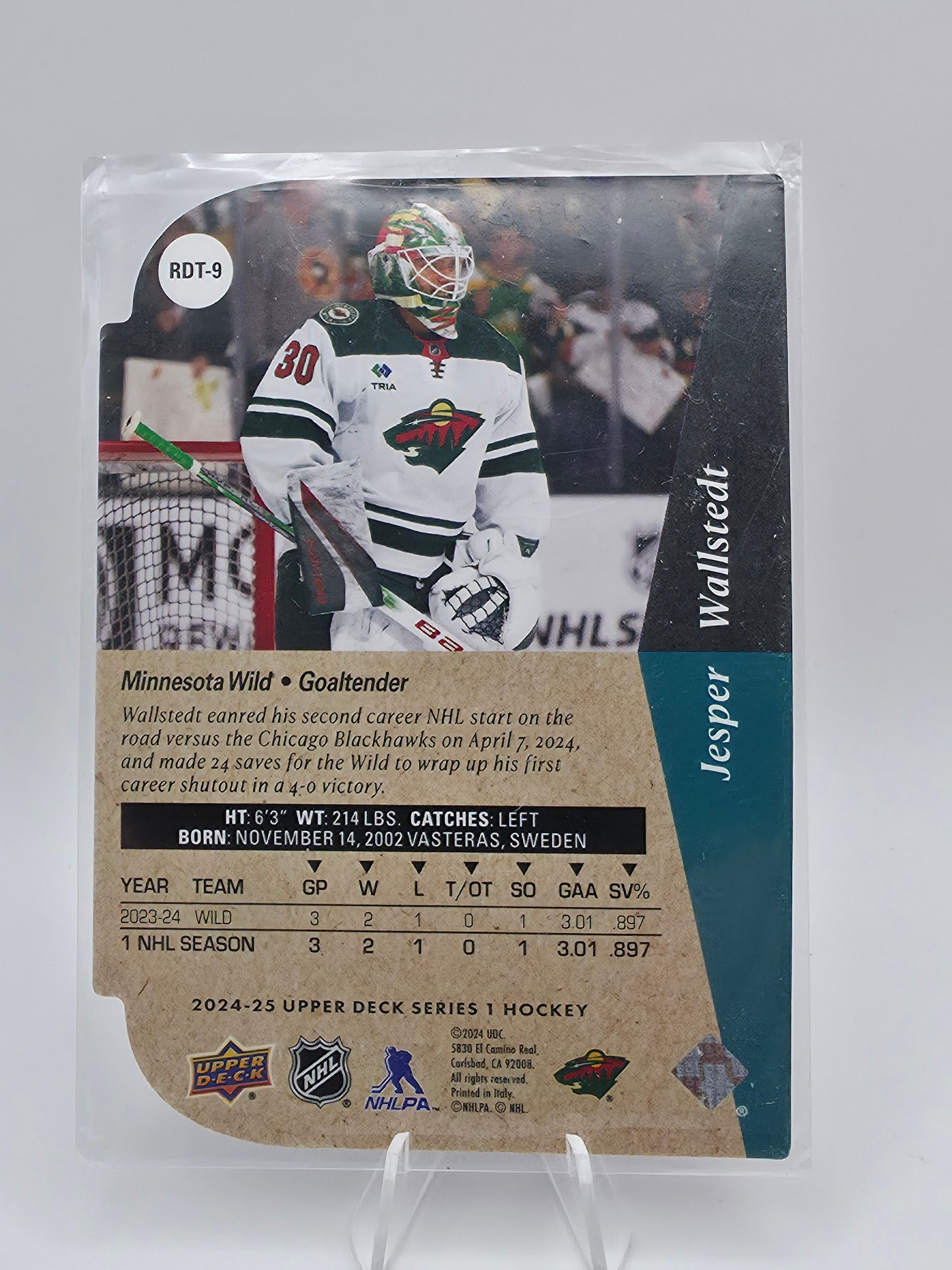 2024-25 Upper Deck Series 1 Jesper Wallstedt 1994-95 Rookie Tribute Die-Cut Red Parallel #RDT-9