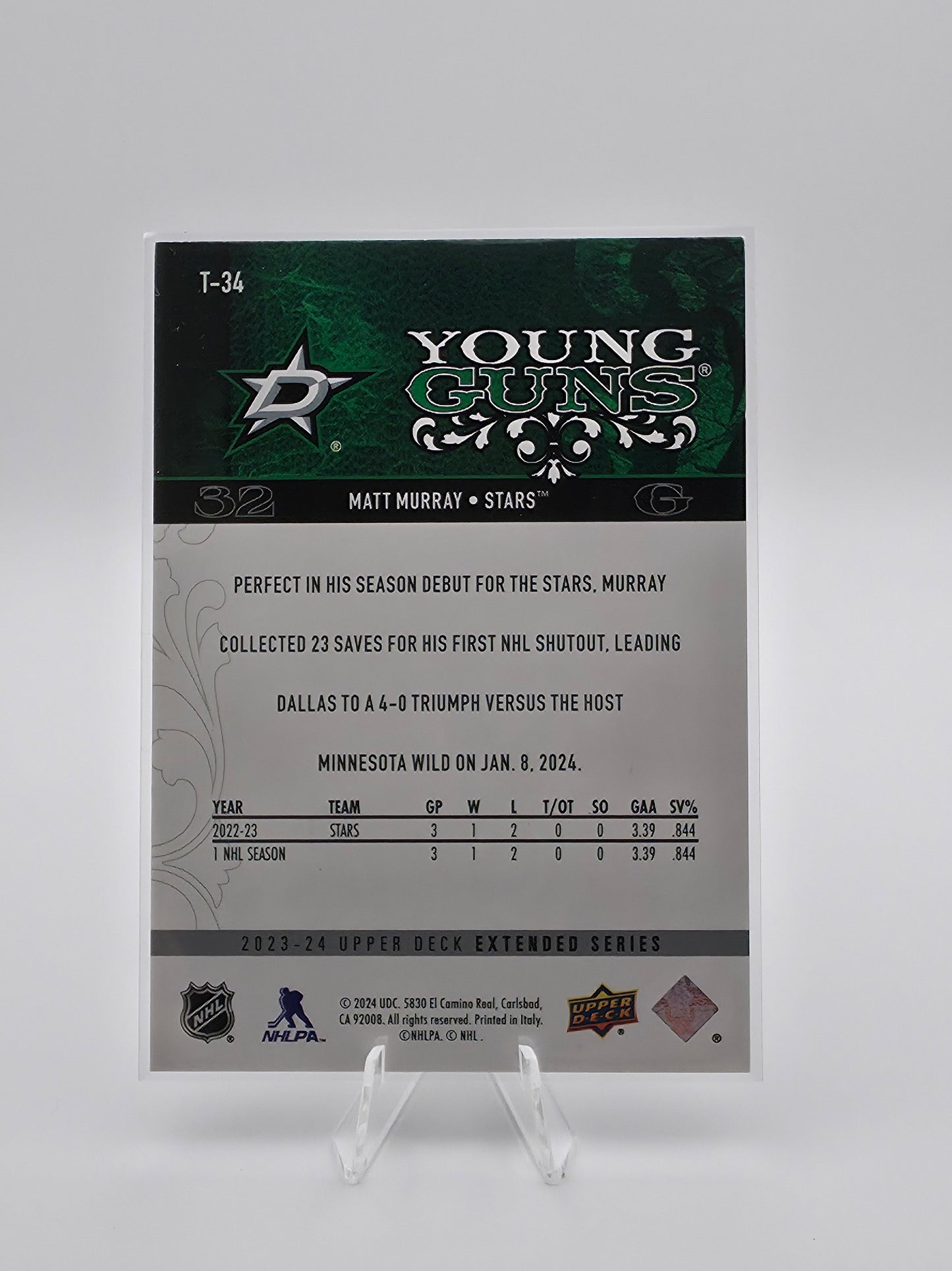 2023-24 Upper Deck Extended Series Matt Murray Young Guns Retro #T-34