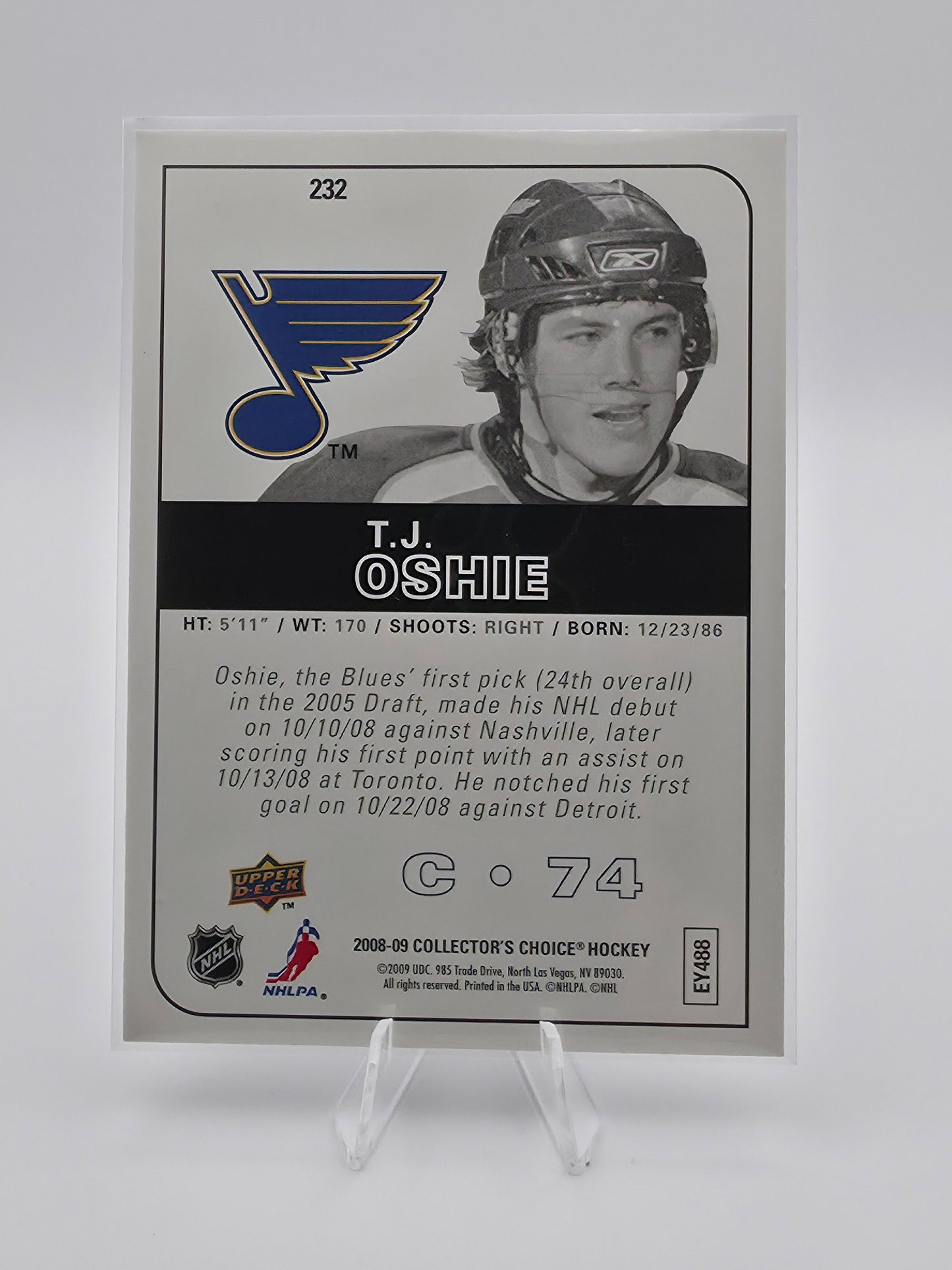 2008-09 Upper Deck Collector's Choice T.J. Oshie Rookie RC #232
