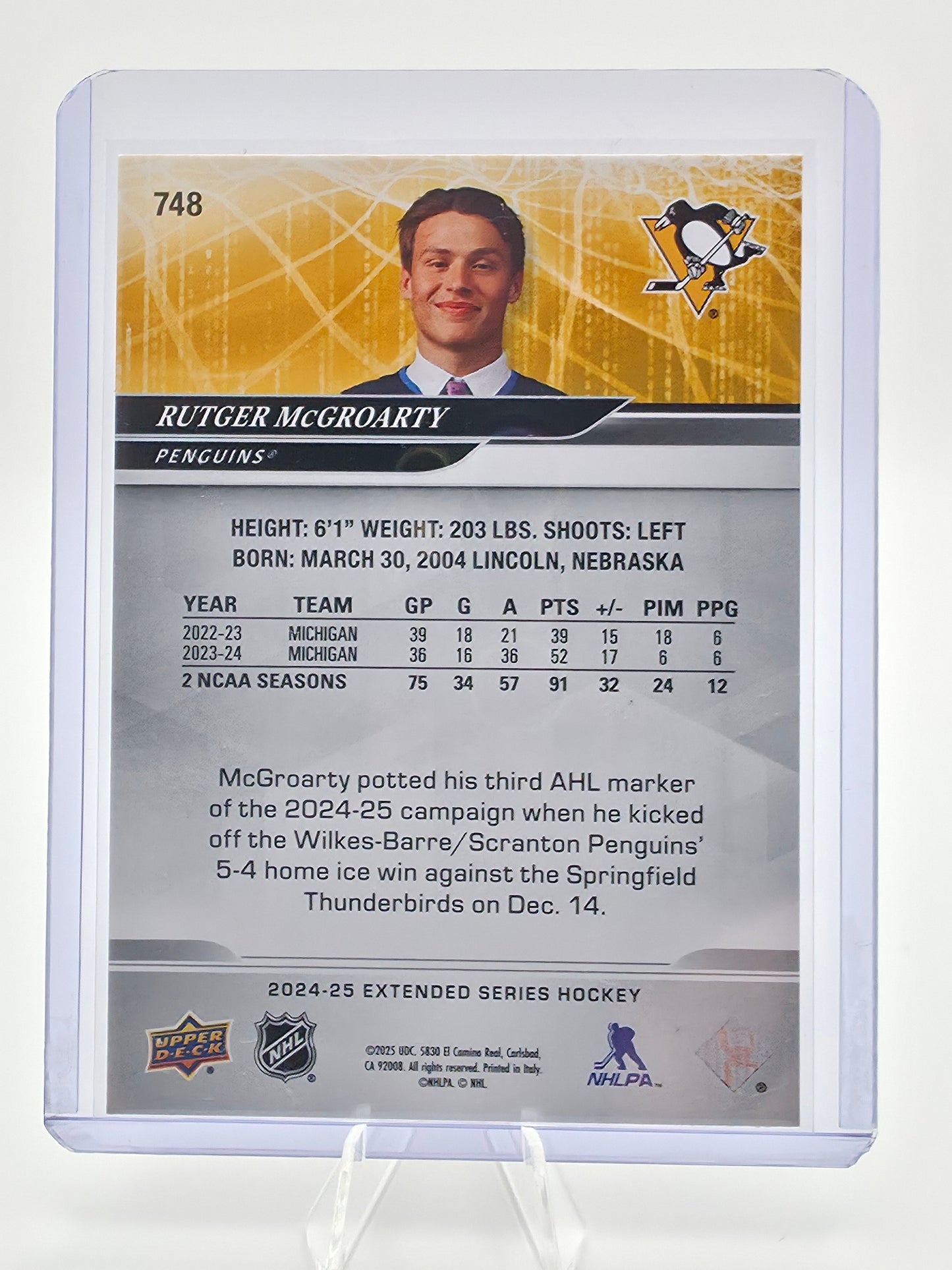 2024-25 Upper Deck Extended Series Rutger McGroarty Round 1 Draft RC #748