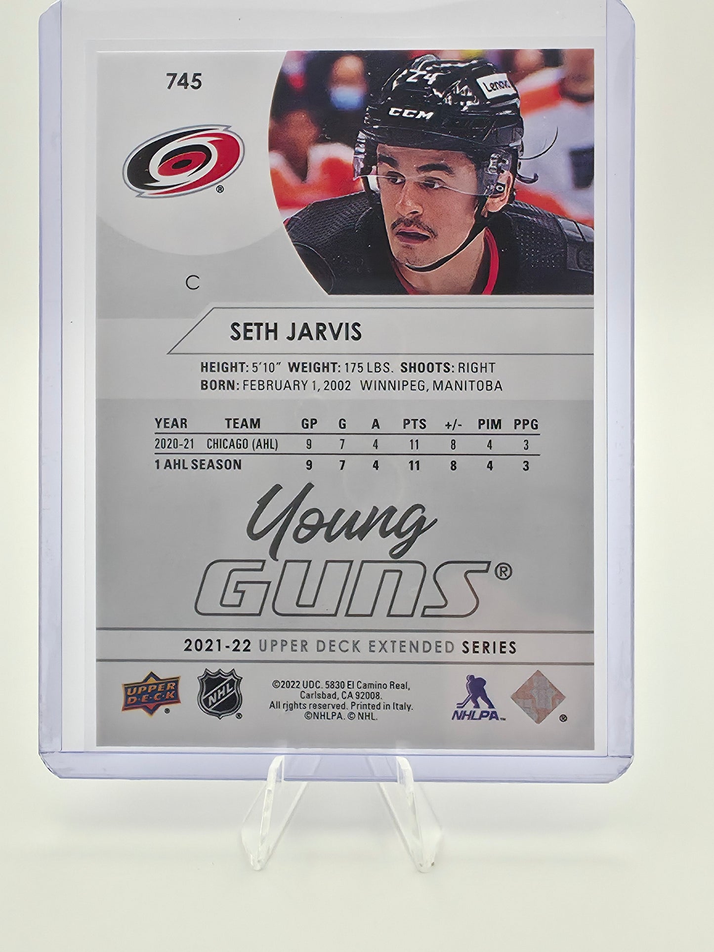2021-22 Upper Deck Extended Series Seth Jarvis Young Guns RC #745